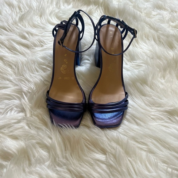 Metallic Navy Blue Women's Heels - Picture 6 of 9